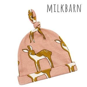 MilkBarn Rose Fawn Organic Cotton Knotted Beanie Hat